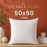 ÇİÇEKCE HOME Çiçekce Home Kırlent Iç Yastığı 1.kalite Boncuk Silikon Elyaf Dolgulu 50X50 1 Adet 450 Gram - 50 x 50 cm - Beyaz