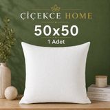ÇİÇEKCE HOME Çiçekce Home Kırlent Iç Yastığı 1.kalite Boncuk Silikon Elyaf Dolgulu 50x50 1 Adet 500 Gram - Beyaz - 50 x 50 cm
