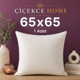 ÇİÇEKCE HOME Çiçekce Home Kırlent Iç Yastığı 1.kalite Boncuk Silikon Elyaf Dolgulu 65X65 1 Adet 750 Gram - 65 x 65 cm - Beyaz
