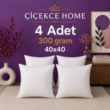 ÇİÇEKCE HOME Çiçekce Home Kırlent Iç Yastık 4 Adet 40X40 cm 1.kalite Boncuk Silikon Elyaf Dolgulu 300 Gram - 40 x 40 cm - Beyaz