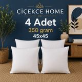 ÇİÇEKCE HOME Çiçekce Home Kırlent Iç Yastık 4 Adet 45X45 1.kalite Boncuk Silikon Elyaf Dolgulu 350 Gram - 45 x 45 cm - Beyaz
