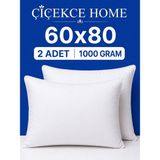 ÇİÇEKCE HOME Çiçekce Home Yastık Boncuk Silikon Elyaf Dolgulu 60X80 1000 Gram 2 Adet 1.kalite - 60 x 80 cm - Beyaz