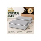 Çiçekce Home evinize renk katar Hurç 2 adet Antrasit çizgili Büyük boy baza altı Hurç 65x45x22 cm
