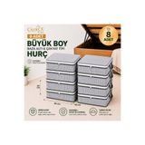 Çiçekce Home evinize renk katar Hurç 8 adet Antrasit çizgili Baza altı Hurç büyük boy 65x45x22 cm