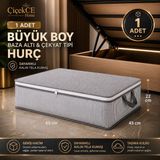 ÇİÇEKCE HOME Hurç 1 Adet Antrasit Gri Çizgili Büyük Boy Baza Altı Hurç 65X45X22CM Fermuarlı - Antrasit - Gri