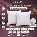 ÇİÇEKCE HOME Kırlent Iç Yastık 2 Li Set 1.kalite Boncuk Silikon Elyaf Dolgulu - 35 x 55 cm - Beyaz