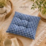 ÇİÇEKCE HOME Sandalye Minderi 1 Adet Pötikare Desen Boncuk Silikonlu Dekoratif Minder - 42 x 42 cm - Mavi