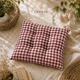 ÇİÇEKCE HOME Sandalye Minderi Pötikare Desen 1 Adet Boncuk Silikonlu Dekoratif Minder - 42 x 42 cm - Bordo