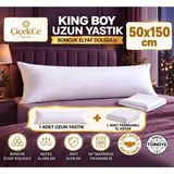 ÇİÇEKCE HOME Uzun Yastık 50X150 cm +Iç Astar Kılıf 2 Li Set - Beyaz - 50 x 150