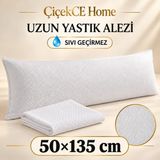 ÇİÇEKCE HOME Uzun Yastık Alezi Sıvı Geçirmez 50X135 cm Fermuarlı 1 Adet - Beyaz