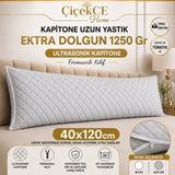 ÇİÇEKCE HOME Uzun Yastık Kapitoneli 40X120 %100 Boncuk Silikon Dolgulu 1 Adet 1250 Gram - 40 x 120 - Gri