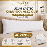 ÇİÇEKCE HOME Uzun Yastık Kılıfı - Alezi Kapitone Koruyucu Kılıf 40 X120 cm 1 Adet - Beyaz - 40 x 120