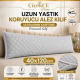 ÇİÇEKCE HOME Uzun Yastık Kılıfı - Alezi Kapitone Koruyucu Kılıf 40 X120 cm 1 Adet - Gri - 40 x 120