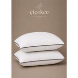 ÇİÇEKCE HOME Yastık Kapitone Lüx Biye Detaylı 900 Gram 2 Adet - 50 x 70 cm - Gri