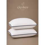 ÇİÇEKCE HOME Yastık Kapitone Lüx Biye Detaylı 900 Gram 2 Adet - 50 x 70 cm - Koyu Mavi