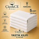 ÇİÇEKCE HOME Yastık Kılıfı Iç Astar -Yastık Şiltesi Fermuarlı Pamuklu Kumaş 50X70 cm 5 Adet - Beyaz - 50 x 70