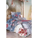 Çiçekçi Kız Genç ve Çocuk Baskılı Tek Kişilik Yatak Örtüsü Mavi - 160 x 240 cm