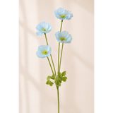 ÇİÇEKFABRİKA Yapay Gelincik Çiçeği Dalı 60 cm – 4 Başlı Açık Mavi Dekoratif Çiçek