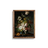 Çiçekler Ahşap Desenli Derin Çerçeve, Ceviz, 23 x 32, 3646362353761