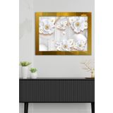 Çiçekler Gold Tek Parça Pleksi Tablo, 60 x 80, PT-107