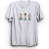 Çiçekler, Kaktüs, Cactus, Flowers, Unisex %100 Pamuk Tişört - Beyaz