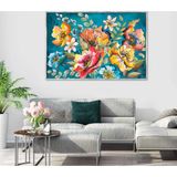 Çiçekler Yağlı Boya Dokulu Tablo 50X70 Gümüş Çerçeveli