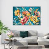 Çiçekler Yağlı Boya Dokulu Tablo 75X100 Gold Çerçeveli