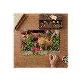 Çiçeklerin Arasında Sevimli Yavru Kedi Tasarımı 240 Parça Ahşap Puzzle Ahşap Kutuda MPY50295