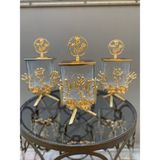 Çiçekli 3 Lü Kare Kavanoz Set - Gold - 999 ml - 1