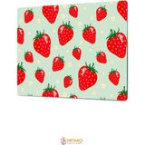 Çiçekli Çilek Desenli Cam Kesme Tahtası, Renkli ve Dayanıklı 25X35 cm - Açık Beyaz - Gri - Seçenek 1