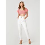 Çiçekli Crop Bluz Büzgü Detaylı Kolları Volanlı