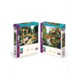 Çiçekli Göl Ve Botanik Bahçesi İkili Set - 1000 + 500 Parça İkili Puzzle Seti