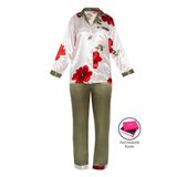 Çiçekli Gömlek Yaka Saten Kadın Pijama Takımı S1014