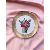 Çiçekli Hazeran Doğal Rafya Bohem Rattan Duvar Tabağı Bahçe Balkon Mutfak Salon Duvar Süsü NO:110 - Çok Renkli