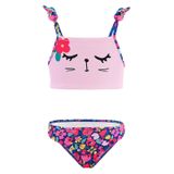 Çiçekli Kedi Kız Çocuk Bikini