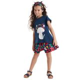 Çiçekli Kedi Kız Çocuk T-shirt Poplin Şort Takım