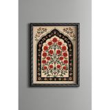 Çiçekli Kemer - Vintage Desenli Çerçeve, Gümüş, 15 x 21