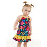 Çiçekli Kız Bebek Poplin Pamuklu Yazlık Elbise
