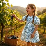 Çiçekli Kız Çocuk Elbise, YEŞİL, 9-10 YAŞ