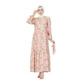 Çiçekli Kumsal Elbise-Pembe