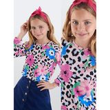Çiçekli Leopar Kız Çocuk Sweatshirt - 11 Yaş - Çok Renkli