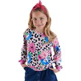 Çiçekli Leopar Kız Çocuk Sweatshirt - 8 Yaş - Çok Renkli
