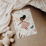 Çiçekli Pembe Peri Çocuk Odası Duvar Posteri Çerçeveli Tablo Duvar Dekorasyonu - 30 x 40 - Çerçevesiz Poster