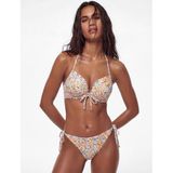 Çiçekli Push-Up Bikini Üstü Balenli Dolgulu Boyundan Bağlamalı