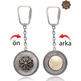 Çiçekli ve İsimli Plaka Çift Taraflı Oksitli Gümüş Telkari Anahtarlık 201025175