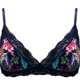 ÇİÇEKLİ YAKALARI SİYAH DANTELLİ BRALET DS200475BR ÇİÇEKLİ L