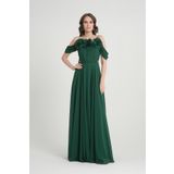 Çiçekli Yeşil Abiye Elbise