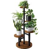 Çiçeklik 5 Raflı Saksılık Dekoratif 5 Raflı Çiçeklik Metal Doğal Ahşap Saksılık Çiçek Rafı Daire Model