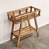 Çiçeklik Saksı Standı 64 cm x 61 cm x 30 cm Yamuk Şekilli Çam Ağacı Oturma Odası Dekorasyon