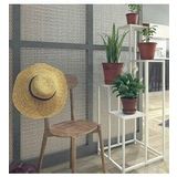 Çiçeklik Zlf 14090 Dekoratif Kule Model Metal Çelik Beyaz Statik Boya El Yapım